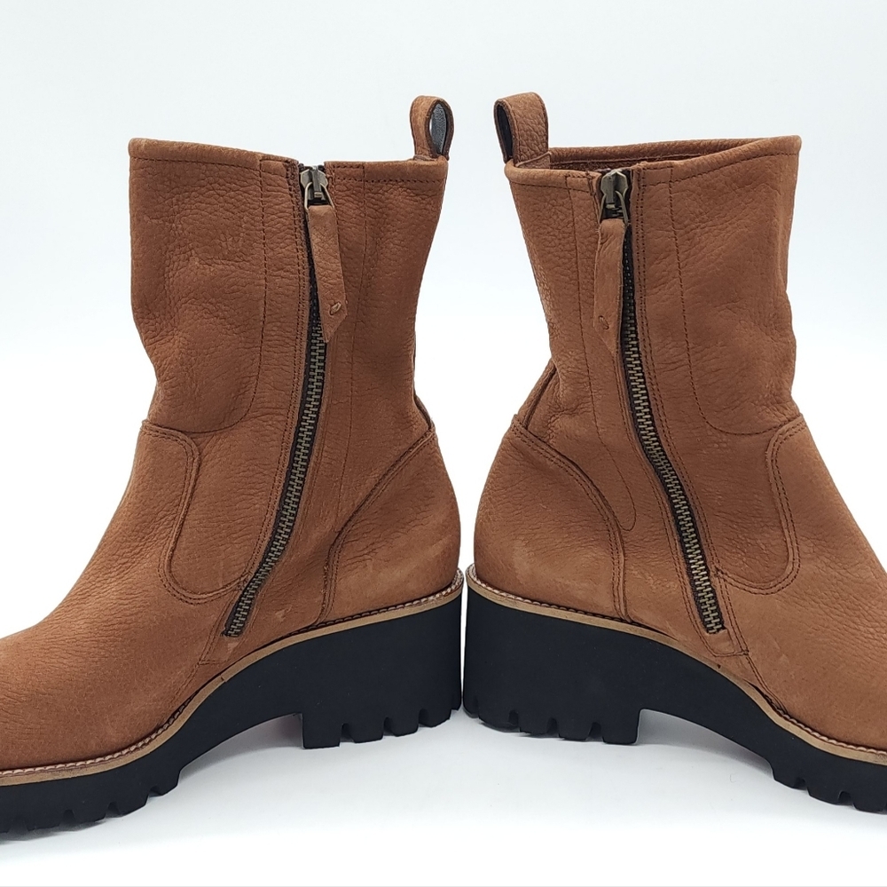 Paul Green NEWBURY Suede Wedge Boot Brown Platform Chunky Lug Sole Size 8.5 - Picture 5 of 9